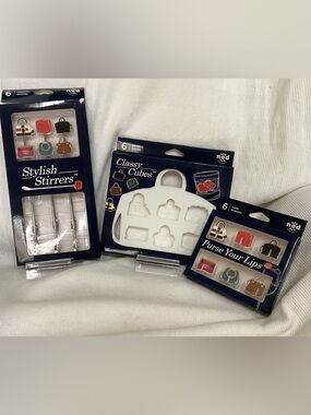 Classic Purse-Themed Ice Cube Tray and Bar Accessories Bundle NIB